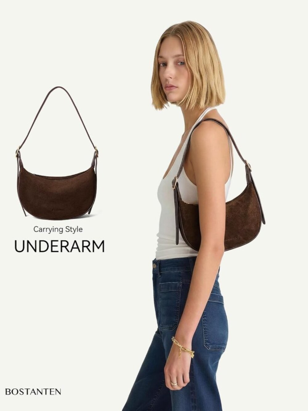 Purses for Women Crescent Crossbody Bag Vegan Leather Shoulder Hobo Handbag Adju - Picture 3 of 7